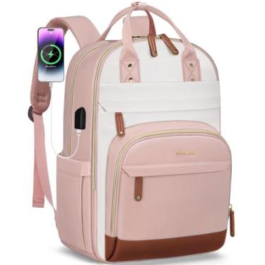Imagem de Mochila LOVEVOOK 17" para laptop feminina USB impermeável rosa