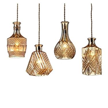 Imagem de Lustre de Cristal Lustre Criativo Retro Lustre Luminária de Teto Bar Sala de Estar Quarto Sala de Jantar Lustre de Garrafa de Vidro Iluminação, Adequado para Bar, Sala de Estar Pingente