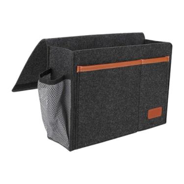 Imagem de YWJLQH Bolsa Suspensa para Cama, Suporte para Garrafa de água, Organizador de Mesa de Cabeceira, Porta-revistas para, Cinza Escuro, Tamanho real