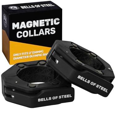 Imagem de Coleiras magnéticas [Bells of Steel] Versão 2.0 Grampos de barra de peso premium, clipes de barra de liberação rápida, grampos de barra olímpicos, clipes de academia de nylon de alta resistência, par