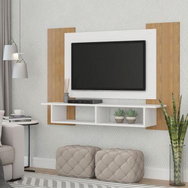Imagem de Painel para TV até 50 de Parede com Nichos Atlanta 131 x 91 Cm MDP Carvalho 0669 MENU