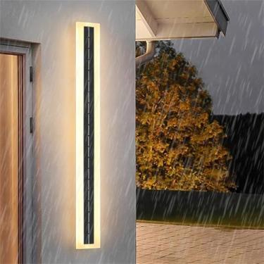 Imagem de Luminária de parede solar para garagem externa LED tira longa luminária de parede linear à prova d'água IP65 moderna para áreas externas arandela interna de acrílico metal paralelo porta da