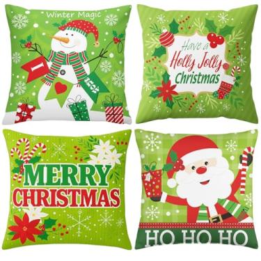 Imagem de PAXMATE Conjunto de 4 capas de travesseiro de Natal 45,7 x 45,7 cm, capas de almofada de Natal para sofá-cama, decorações de Natal rústicas de inverno para casa