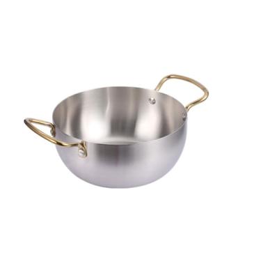 Imagem de Panela de sopa portátil de aço inoxidável estilo coreano panela de macarrão instantâneo de ramen doméstico de orelha dupla macarrão instantâneo pequeno pote de sopa (B,A)