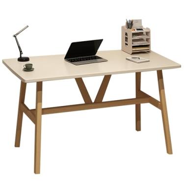 Imagem de Mesa de computador, mesa de estudo, escritório, casa, sala de estar, estrutura sólida, alta capacidade de carga, adequada para quarto, sala de estar, escritório (branco, 120 x 60 x 74 cm)