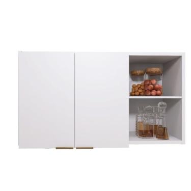 Imagem de Armário Aéreo para Cozinha com 2 Portas e Prateleira na Lateral(BRANCO)