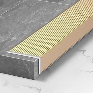 Imagem de Escada Da Liga De Alumínio Do Perfil 135cmx2 Da Borda Da Escada Que Cheira 40x20mm Para O Parquet Estratificado Bordas De Madeira Da Etapa, Guarnição De Canto Para A R, Gold, 40 * 20mm