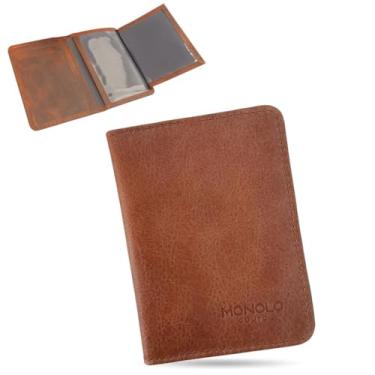 Imagem de Carteira Porta Cartão Masculina Couro Legítimo Slim RG CNH MONOLO (Caramelo)