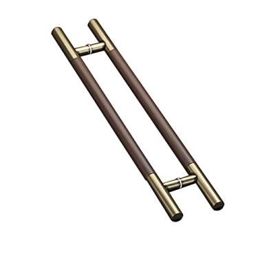Imagem de Puxador de porta de vidro de empurrar e puxar, puxador de porta de correr de escritórios, madeira maciça barra de aderência de aço inoxidável, para porta de madeira, bronzeado/preto mate/bronzeado/600