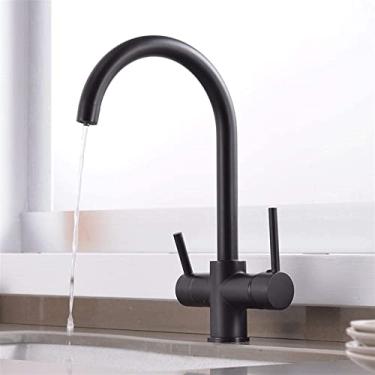 Imagem de wang hao shop Torneiras, torneiras de pia de cozinha, torneira de arco de cozinha moderna, torneira de cozinha com filtro de água, torneiras de água potável de alça dupla, torneira misturadora de