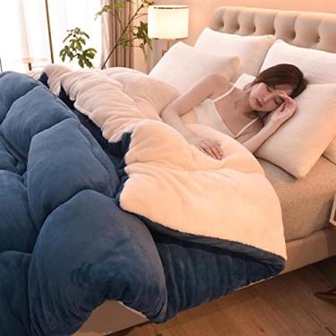 Imagem de Cobertor, único, tecido de lã, macio ao toque, antiestático, grosso, suave e macio, liso, cobertor de pele, cobertor de inverno, 200*230*E, cobertor elegante, para casa, casa, futon de inverno