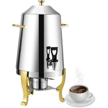Imagem de Dispensador De Bebidas De Aço Inoxidável 13l Dispensador De Bebidas Lácteas Isoladas De Aquecimento Dispensador De Café Comercial Com Torneira Talheres De Hotel Urna De Café, Gold 13L
