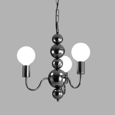 Imagem de YQSLQZZ Lustre de satélite artificial, luminária pendente de sala de jantar preta de meados do século com sombra de vidro, luzes de teto penduradas na ilha da cozinha, para sala de estar corredor