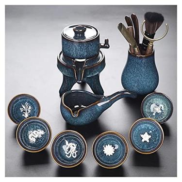 Imagem de Conjunto de chá estilo europeu conjunto de chá de cerâmica semiautomático bule de chá xícara de chá chinês retro conjunto de chá semiautomático festa casa 6 xícaras conjunto de bule de chá (tamanho: D