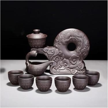 Imagem de Conjunto de chá estilo europeu conjunto de chá chinês semiautomático conjunto de chá retrô bule de chá semiautomático 6 xícaras de xícara de chá tradicional (tamanho: A) ()