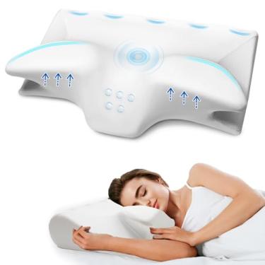 Imagem de Travesseiro de pescoço com memória para cama – Travesseiro de suporte de pescoço para alívio da dor, travesseiro cervical ergonômico para dormir, travesseiro de cama de contorno ortopédico para o lado