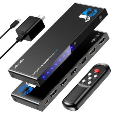 Imagem de Switch HDMI JCHICI 5 em 1 saída 8K @60Hz 4K @120Hz com controle remoto