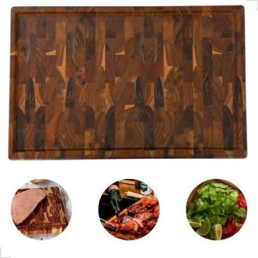 Imagem de Tábua Grande de Madeira Teca 58,5x38cm Para Churrasco, Carnes e Vegeta