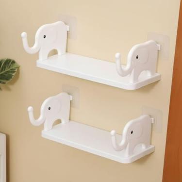 Imagem de Prateleira Elefante Adesiva de Parede Sem Furos – Organizador Multiuso Para Banheiro e Cozinha, Suporte Decorativo Branco Flutuante (2)