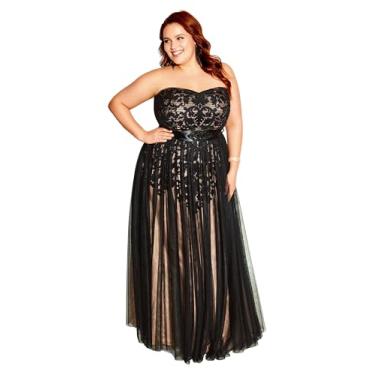 Imagem de City Chic Feminino Plus Size Maxi Emb Tulle Ff, Preto, 50