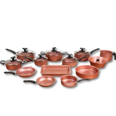 Imagem de Conjunto de Panelas 13 Peças Antiaderente – Alumínio com Tampa de Vidro e Cabos Antitérmicos (13 rosa rosa)