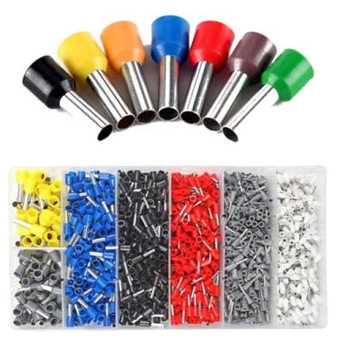Imagem de Conjunto de terminais de prensa a frio, conectores de garfo pré-isolado/tipo O, mola/tubo, fiação elétrica automotiva de narizes de fio de cobre (E-Tube 1900 peças)