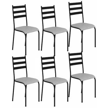 Imagem de Kit 6 Cadeiras 541 Sala Jantar Cozinha Pés Aço Tubular Cinza/preto