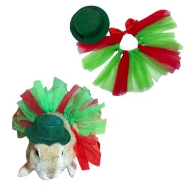 Imagem de Conjunto de 2 peças de chapéu de coelho de lagarto de Halloween, vestido tutu, chapéu ajustável para animais de estimação pequenos, porquinhos-da-índia, furões e outros animais pequenos, roupas de