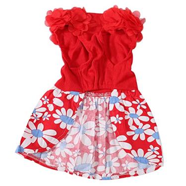 Imagem de Vestido para cachorro, princesa, floral, roupas de verão, macio, respirável, leve, elegante, fofo, uso diário, para cães pequenos, poodles, chihuahuas, shih tzus, pomerânios, franceses (PP)