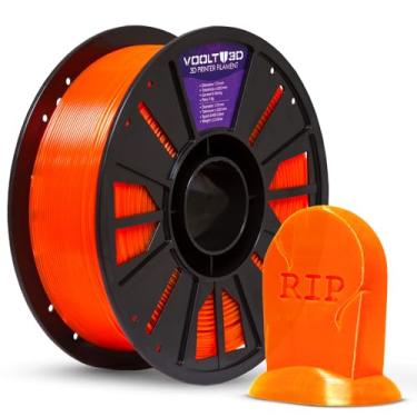 Imagem de Filamento 3D PETG HF 1.75mm Voolt3D 1kg - Alta Fluidez, Resistência e Brilho - Compatível com Todas as Impressoras 3D (Laranja Neon Translúcido)