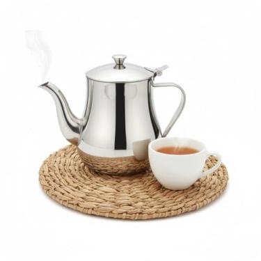 Imagem de Bule de Inox 280ml para Café Chá Leite Água Quente | Mini Leiteira Prata Vintage com Filtro e Tampa | Pequeno, Prático e Sofisticado para Servir - MimosPix