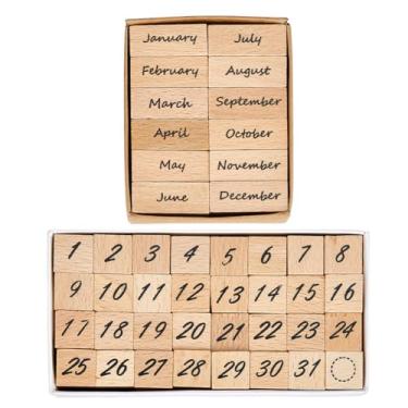 Imagem de PH PandaHall Conjunto de carimbos de borracha de madeira com 44 peças, 0 a 31 números, decorativos, retrô, para diário, faça você mesmo, cartas, cartões de aniversário, artes e scrapbook, decoração de