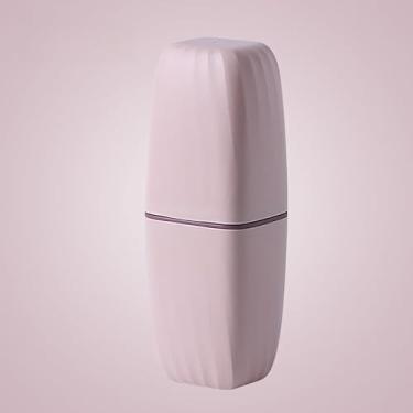 Imagem de Estojo de escova de dentes de viagem com copo - Suporte de escova de dentes selável para pasta de dente/pente, organizador de banheiro portátil para viagens (rosa)