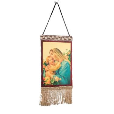 Imagem de COTTVOTT Ícone Ortodoxo Virgem Maria Madona e Cristo Jesus Pintura Arte de Parede Decoração Estética Católica Imagem para Sala de Estar Quarto