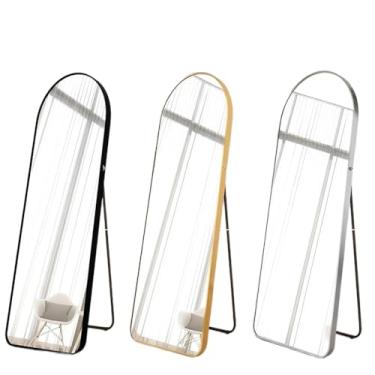 Imagem de Espelho de Chão, Espelho Corpo Inteiro Moldura Vitral para Decoração Chique(150x40cm)(Preto)