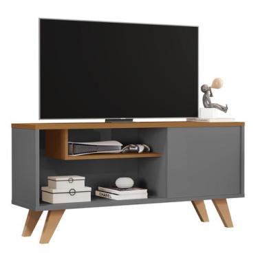 Imagem de Rack Sala De Estar Retrô P/ Tv Até 45" Prateleira Nicho Porta Heitor C