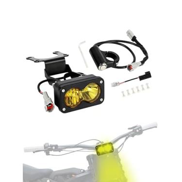 Imagem de BAOUFF Farol de bicicleta suja com interruptor de controle, kit de barra de luz para motocicleta Surron Light Bee X (LBX) e S (LBS)/X260/Talaria X3 MX4 MX5-iluminação amarela