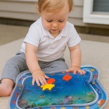 Imagem de Tapete Inflável Infantil Água Tapete Água Splash Pad Bebê Tummy Time Estímulo Sensorial Aquático