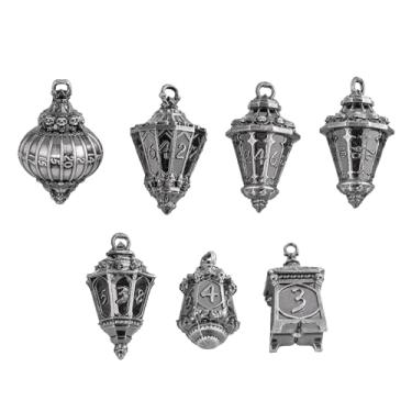 Imagem de Cusdie 7-Piece Lantern DND Dice Set with Skull Dice Bag- Perfect for Tabletop RPGs Board Games Gifting and Collecting(Ancient Silver)
