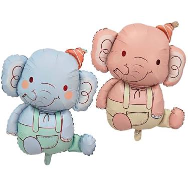 Imagem de 2PCS Elephant Animal Balloon Giant Cute Pink Blue Jungle Safari Animal Birthday Party Foil Balloon For Kids Elephant Wild Zoo Theme Gender Reveal Baby Shower Decoration Supplie