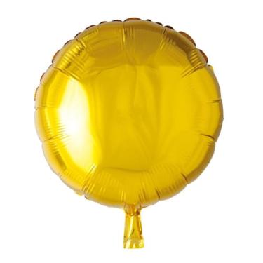 Imagem de Decoração Festa Balão Metalizado Dourada Redondo 45Cm Com Canudo Silver Festas