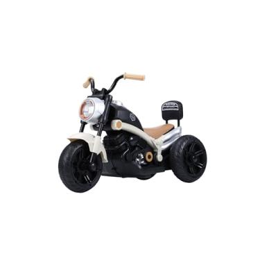 Imagem de Mini Moto Elétrica Infantil, 6V, Triciclo com Luz e Som, Preto e Bege