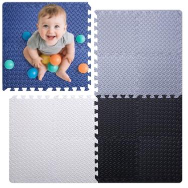 Imagem de Coolcandy Baby Foam Play Mat 16Pcs with Edge Strips, 4 Colors Interlocking Floor Tiles, 0.4″ Thickened Non-Slip Puzzle Floor Mat for Infants Toddlers Playroom & Daycare