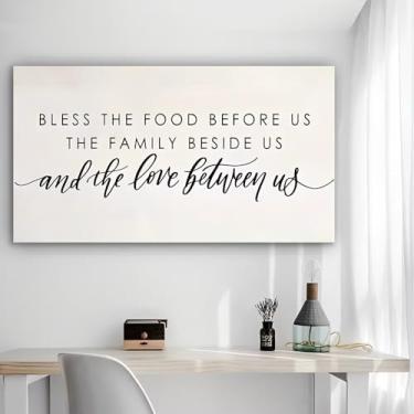 Imagem de BLESS THE FOOD BEFORE USTHE FAMILY BESIDE USand The Love Between Us Arte de parede em tela rústica - Pôster sem moldura de 30 x 61 cm - Decoração de casa e escritório para sala de estar, quarto