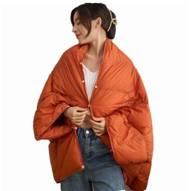 Imagem de JUSHZ Cobertor leve de plumas e mantas femininas masculinas para cama adulto longo casal solteiro para sofá inverno xale quente leve para viagem escritório e portátil (70 x 130 cm, laranja)