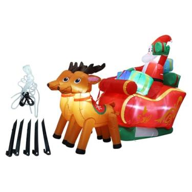 Imagem de Baoblaze Papai Noel inflável de Natal para decoração de jardim. Enfeite adorável com caixas de presente e luzes para festas e quintal, 1.8 Milhões