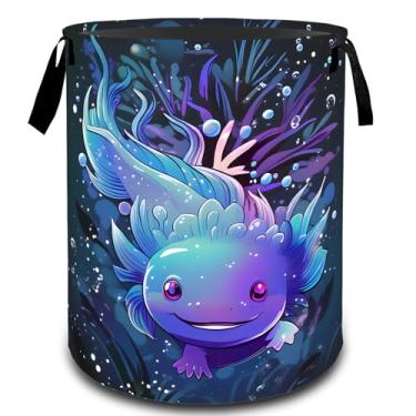 Imagem de VODRM Lindo cesto de roupa suja subaquático Axolotl, organizador de brinquedos para crianças e adultos, cesto de armazenamento impermeável de tecido Oxford para quarto, banheiro, decoração de casa