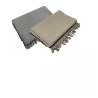 Imagem de Kit 2 Mantas para Sofá Gigante 100% Algodão – Manta Decorativa e Protetora para Sala de Estar (Cinza Chumbo + Areia)