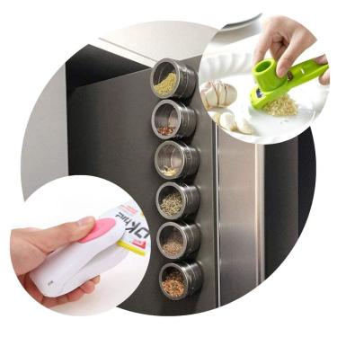 Imagem de Porta Condimentos + Ralador De Alho + Mini Seladora