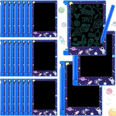 Imagem de Nezyo Pacote com 24 lembrancinhas de festa espacial, mini tablet LCD de 4,6 polegadas para crianças, tabuleta de desenho de tabuleiro, apagável, reutilizável, blocos de desenho eletrônicos para festas